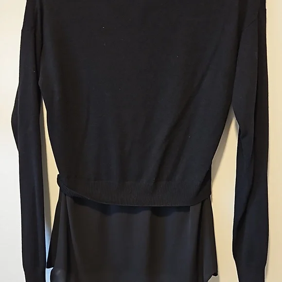 DEX Black collared sweater with attached sheer shirt bottom - Picture 4 of 4